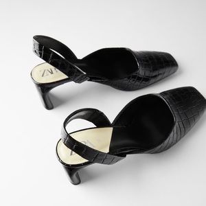 NWT Zara Animal Print Slingback Heels